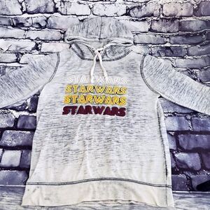 Star Wars womens gray prism multi-color logo hoodie top